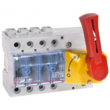 LEGRAND 022339 Vistop 125A 4P front, red lever / yellow cover, on load break switch rail