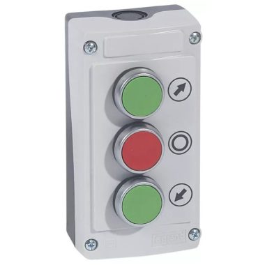 LEGRAND 024236 Osmosis gray case with green/red/green "↑-O-↓" push buttons