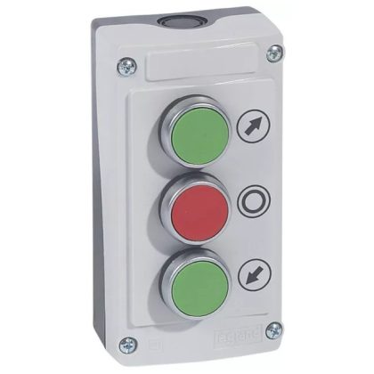   LEGRAND 024236 Osmosis gray case with green/red/green "↑-O-↓" push buttons