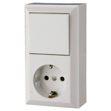 GAO 0314H "Business line" wall-mounted 2P + F socket + toggle switch, white