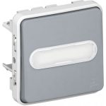   LEGRAND 069543 Plexo 55 single pole press N / O, with indicator light, with label holder, 10A, gray