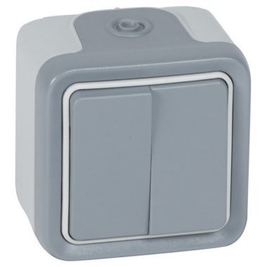 LEGRAND 069715 Plexo 55 wall-mounted double toggle switch, complete, gray