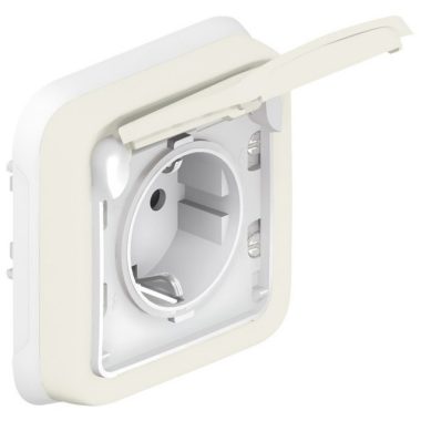 LEGRAND 069869 Plexo 55 recessed 2P + F socket with flap, screw, complete, white