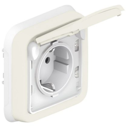   LEGRAND 069869 Plexo 55 recessed 2P + F socket with flap, screw, complete, white