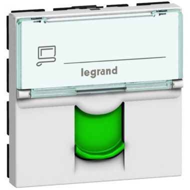 LEGRAND 076524 Program Mosaic LCS2 RJ45 socket Cat 6A STP, 2 modules, white with green shutter