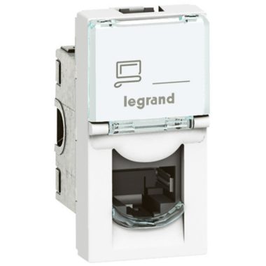 LEGRAND 076582 Program Mosaic RJ45 socket Cat 6 FTP, 1 module, white, antimicrobial