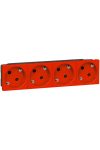 LEGRAND 077283 Program Mosaic 4x2P + F socket locked, railed, spring-loaded, red