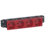   LEGRAND 077414 Program Mosaic 4x2P+F DLP socket, railed, spring, red