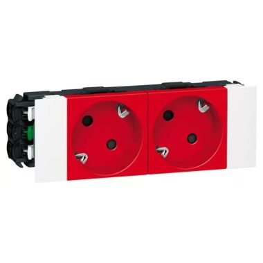 LEGRAND 077422 Program Mosaic 2x2P+F DLP socket locked, rails, spring, red