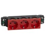   LEGRAND 077423 Program Mosaic 3x2P+F DLP socket locked, rails, spring, red