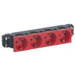   LEGRAND 077424 Program Mosaic 4x2P+F DLP socket locked, rails, spring, red