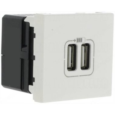 LEGRAND 077594 Program Mosaic dual USB charging socket, 1500 mA, 2-module, white