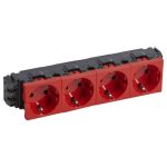   LEGRAND 077614 Program Mosaic 4x2P+F DLP socket, railed, screw, red