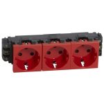   LEGRAND 077623 Program Mosaic 3x2P+F DLP socket locked, railed, screw, red