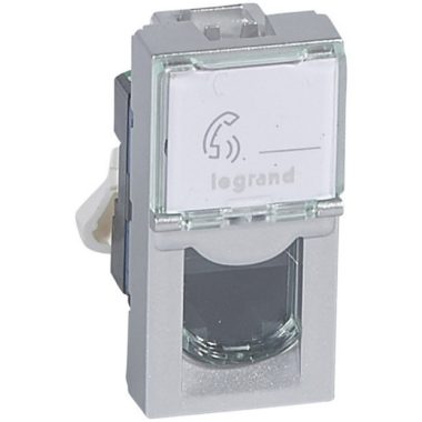 LEGRAND 079461 Program Mosaic LCS2 RJ45 socket Cat 6 UTP, 1 mod, aluminum