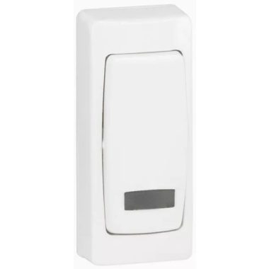 LEGRAND 086087 Oteo narrow single-pole switch outside the wall, with light signal, with white frame