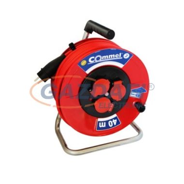 COMMEL 0928 kábeldobos hosszabbító, 25m, 3x2,5mm2 H05RR-F, 3db csapfedeles csatlakozó 250V, 16A, IP44