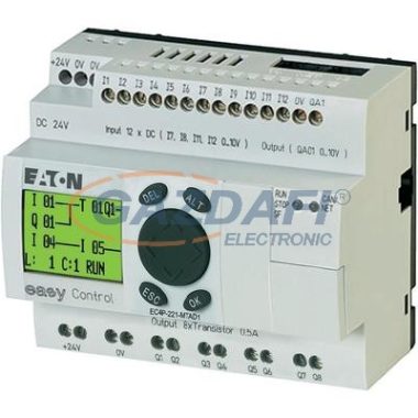 EATON 106395 EC4P-221-MTAD1 24VDC,12DI(4AI)/8DO/1AO, kijelzős
