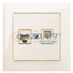   ELEKTRO-PLAST 1459-01 "Sentia" RJ45+RJ11 aljzat, krém, kerettel