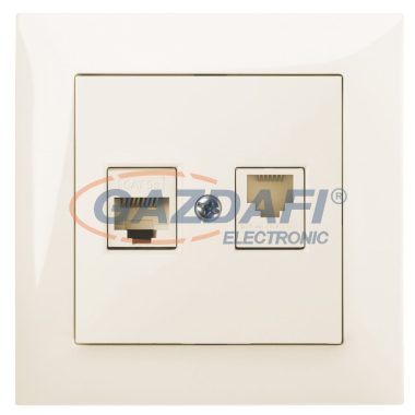 ELEKTRO-PLAST 1459-01 "Sentia" RJ45+RJ11 aljzat, krém, kerettel