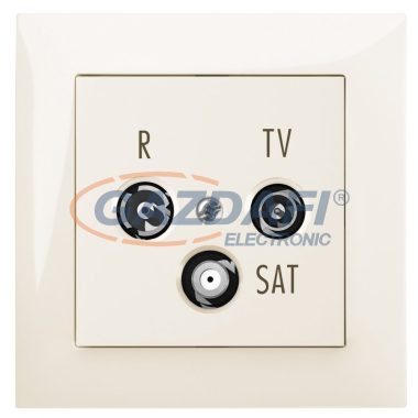 ELEKTRO-PLAST 1461-01 "Sentia" süllyesztett R-TV-SAT átmenő aljzat, 10dB, krém, kerettel