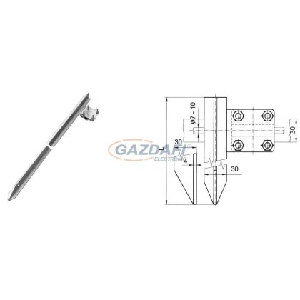   S&G Tűzihorganyzott „T” profilú Földelőrúd kapoccsal "ZT 2,0 T", 2000mm