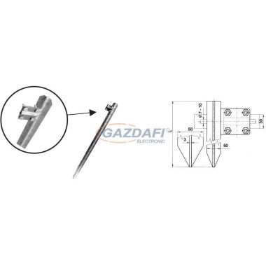 S&G Tűzihorganyzott kereszt profilú földelőrúd kapoccsal "ZT 1,5 K", 1500mm