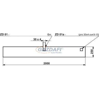 S&G Földelőkonzol "ZD 01a", 2000x250mm