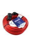 COMMEL 220-115 tápkábel dugóval és foglalattal, 15m, 250V~2200W, H05VV-F 3x1, piros