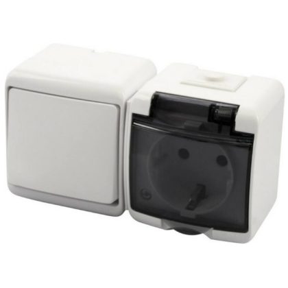 GAO 22011 Aquastar Switch + socket, horizontal, white IP44