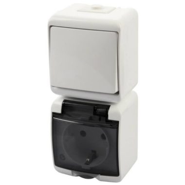 GAO 22021 Aquastar Switch + socket, vertical, white IP44