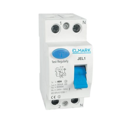   Comutator de protecție curent ELMARK, RCD JEL1, 2P, 16A / 30mA, 6kA, 230V