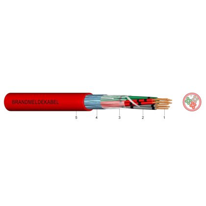   JB-H(St)H 50x2x0,8mm2 halogen free, shielded flame resistant fire alarm wire Bd 300V red