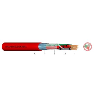 JB-H (St) H 100x2x0,8mm2 Cablu de alarma incendiu ecranat ignifugă, fără halogen, roșu Bd 300V 