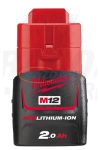 MILWAUKEE M12 B2 REDLITHIUM-ION akkumulátor, M12 rendszerhez 12 VDC, 2,0 Ah