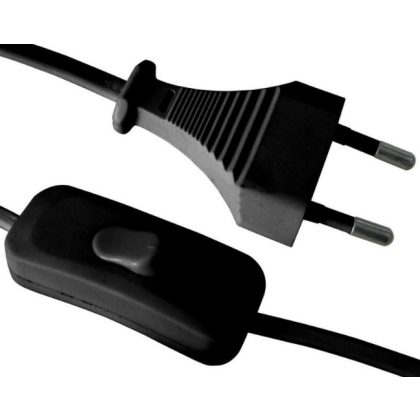   GAO 6782H Switch Connection Cable "MTL" with Euro Plug, 2m H03VVH2-F, 2A, 460W, 2x0.75mm2, Black, 250V