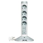   LEGRAND 694614 Distribution column, 4x2P+F, 2xUSB, 1xmicroUSB, tf, with 2 m cable