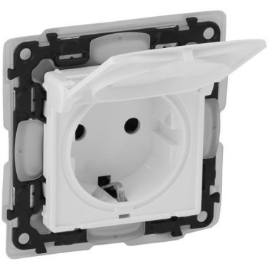 LEGRAND 753119 Valena Life 2P + F socket with child protection, flap cover, IP44 white