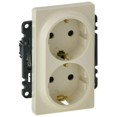 LEGRAND 753227 Valena Life 2x2P + F socket without child protection, with integrated cover, without frame, with spring cable connection ivory