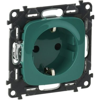 LEGRAND 754982 Valena Allure 2P + F socket child resistant, spring-loaded, green