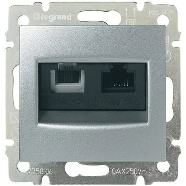 LEGRAND 770280 Valena RJ11 + RJ45 Cat5e UTP combination socket aluminum