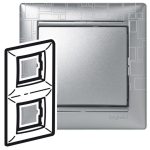   LEGRAND 770346 Valena frame double, vertical, alu square pattern