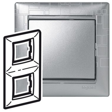 LEGRAND 770346 Valena frame double, vertical, alu square pattern