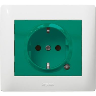 LEGRAND 771044 Galea Life 2P + F socket with child protection, directional light, green