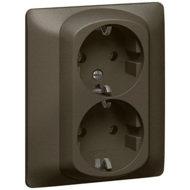 LEGRAND 771231 Galea Life 2x2P + F socket with child protection, screw, deep bronze