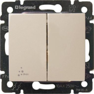 LEGRAND 774198 Valena IP44 kettős váltókapcsoló, elefántcsont