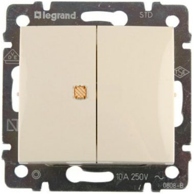 LEGRAND 774345 Valena chandelier switch with one indicator light, ivory