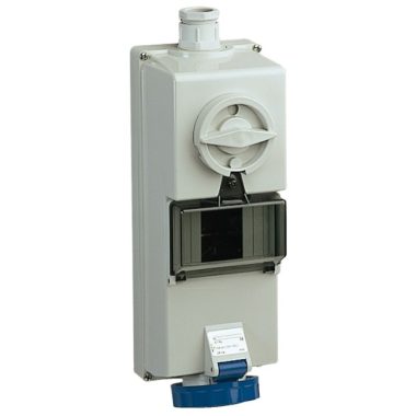 SCHNEIDER 82754 ISOBLOCK Priză cu blocare fixare pe perete, 2P + F, 6h, 16A, 250V, IP65, cu șină DIN