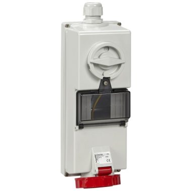 SCHNEIDER 82759 ISOBLOCK Priza cu blocare fixare ​​pe perete, 3P + N + F, 6h, 16A, 415V, IP65, cu șină DIN