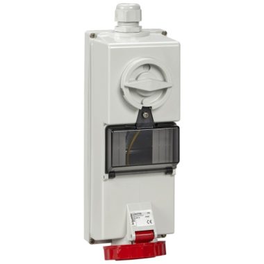 SCHNEIDER 82782 ISOBLOCK Wall-mounted, lockable socket, 3P + F, 6h, 63A, 415V, IP65, with DIN rail